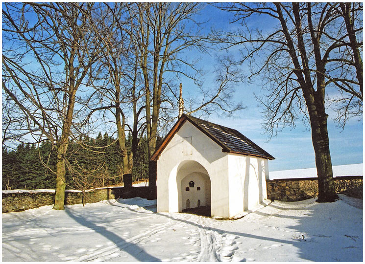 Vue du cimetière juif de Drevikov sous la neige