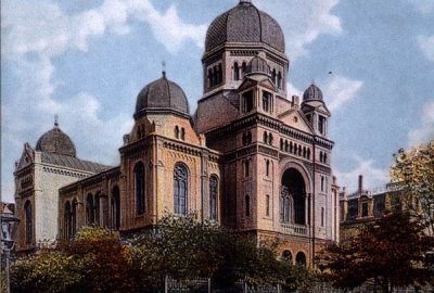 Carte postale de l'ancienne grande synagogue de Lodz