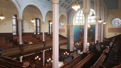 Inside view of the Garnethill synagogue during an office