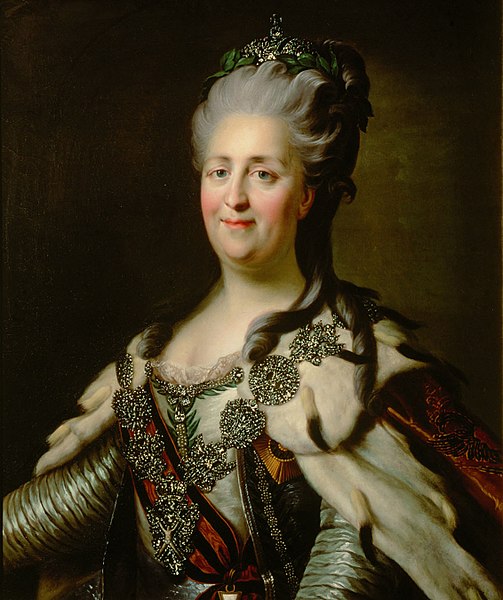 Portrait of Russian leader Catherine II painted by JB Lampi