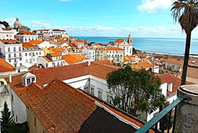 Panoramic view of Alfama in Lisbon