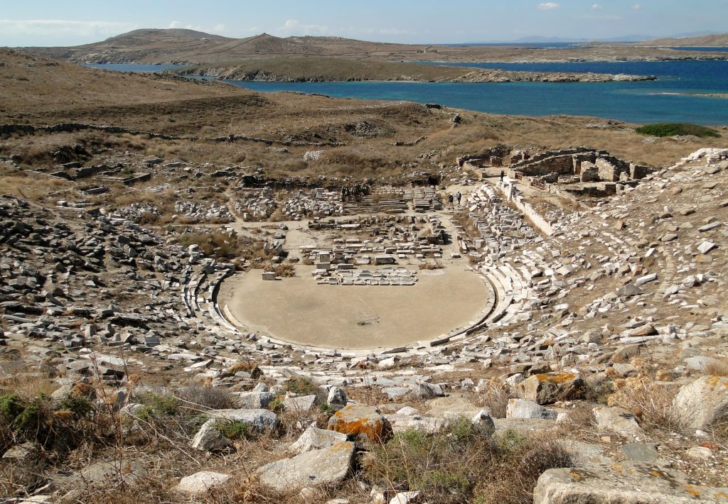 Ruins of the theater in the ancient greek city of Delos