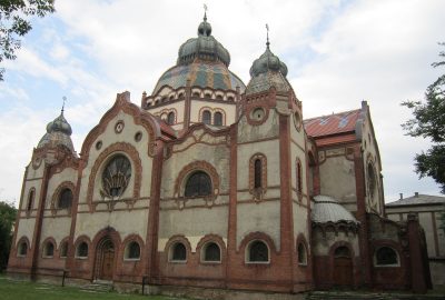 Outside view of the beautiful synagogue Serbia Subotica with its original architecture