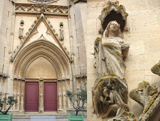 Statue in front of the Cathedral of Saint Nazaire