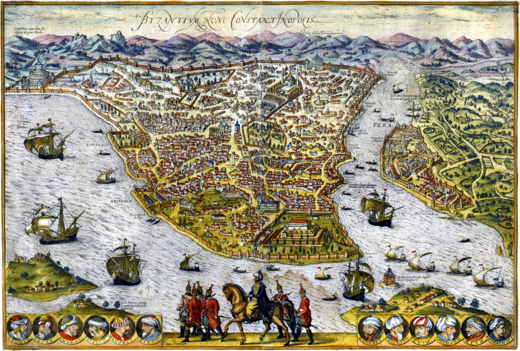 Ancient map of Constantinople, now known as Istanbul