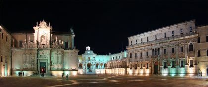 night view of the city of Lecce in the region of Puglia