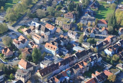 Vue aérienne de la ville de Hohenems
