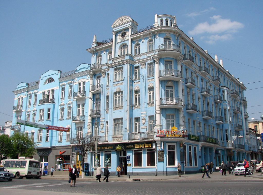 Exteriors of the famous Savoy hotel in the city of Vinnytsa