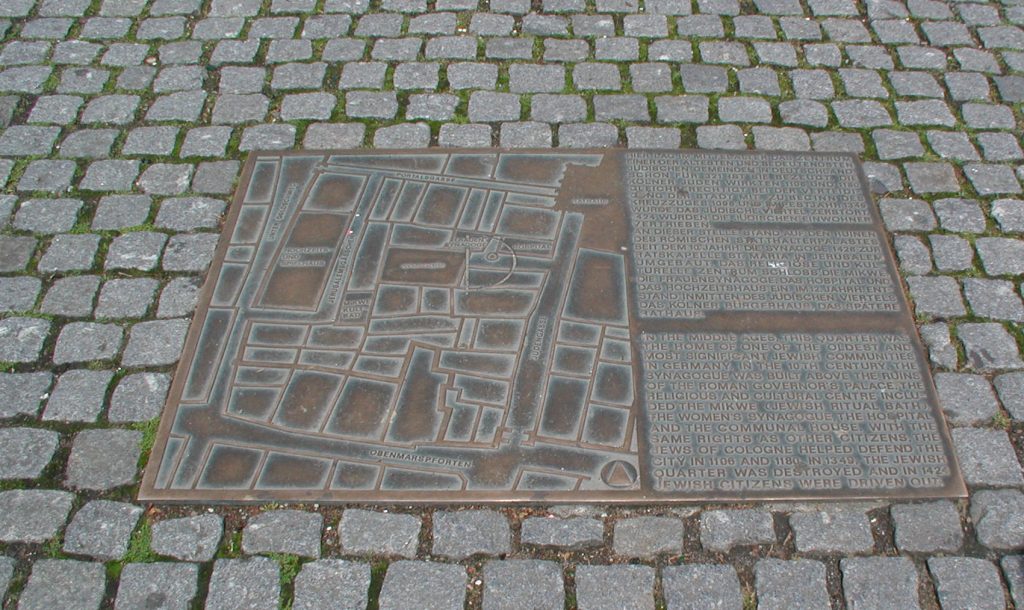 Map of the former jewish quarter engraved