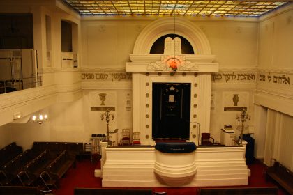 Interiors of the Copernic synagogue, the first liberal synagogue in Paris