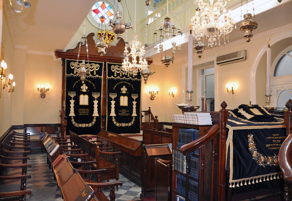 Religious objects inside a synagogue of Gibraltar