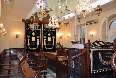 Religious objects inside a synagogue of Gibraltar
