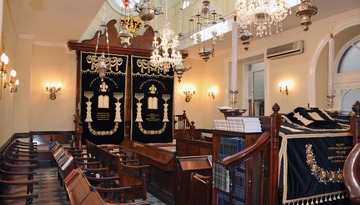 Religious objects inside a synagogue of Gibraltar