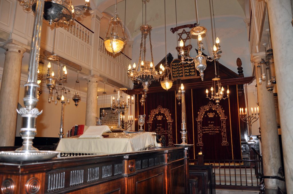 Religious objects inside a synagogue of Gibraltar