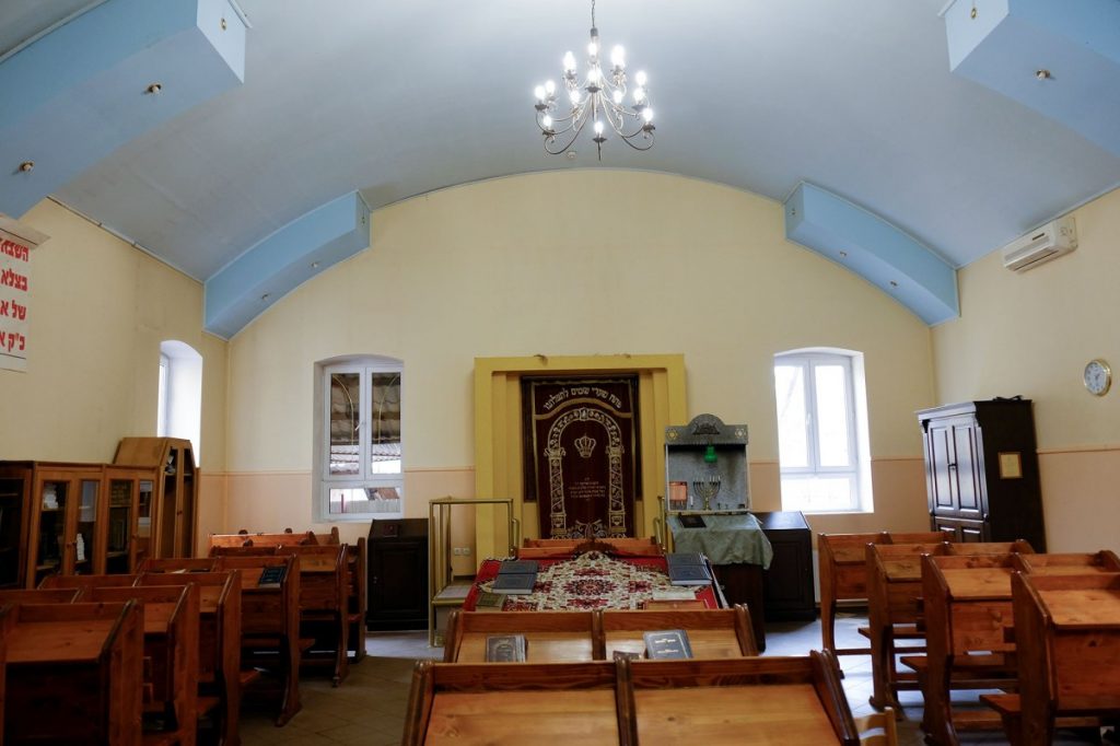 Inside the synagogue of Mukachevo