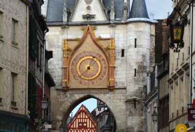 Clock tower in the city of Auxerre