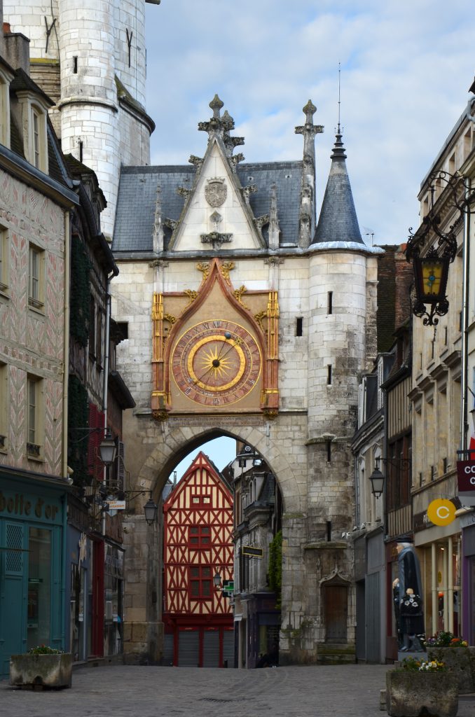 Clock tower in the city of Auxerre