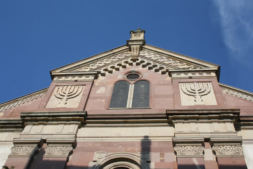 Outside view of the Synagogue of Mulhouse, witness to the ancient Jewish heritage of the Alsace region