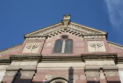 Outside view of the Synagogue of Mulhouse, witness to the ancient Jewish heritage of the Alsace region