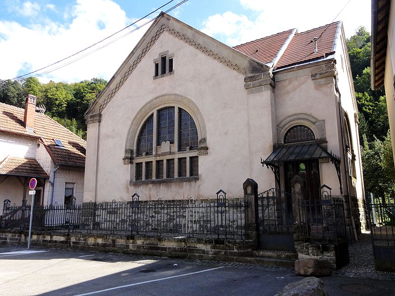 Outside view of the Synagogue of Schirmeck, witness to the ancient Jewish heritage of the Alsace region