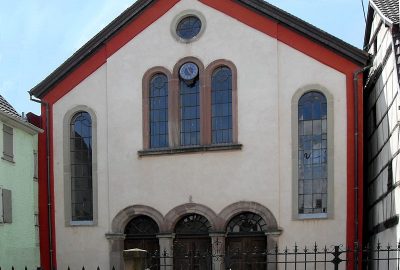 Outside view of the Synagogue of Wintzenheim, witness to the ancient Jewish heritage of the Alsace region
