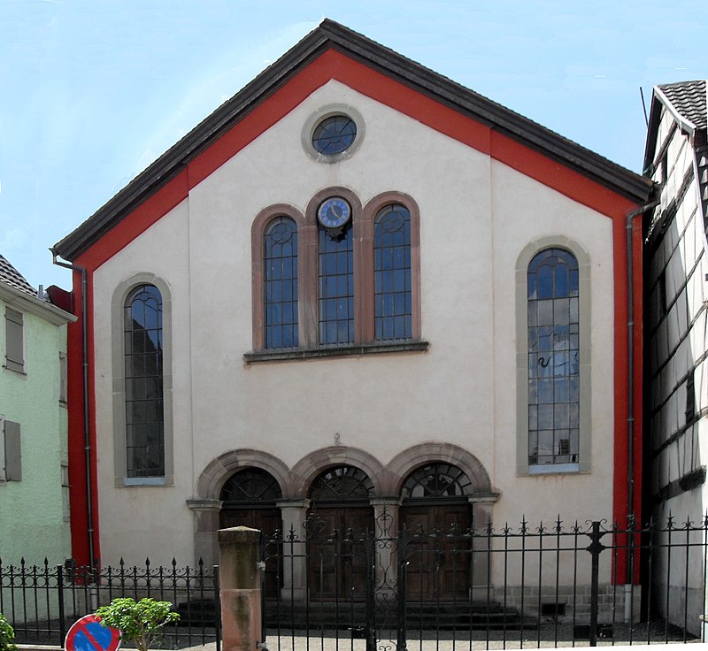 Outside view of the Synagogue of Wintzenheim, witness to the ancient Jewish heritage of the Alsace region