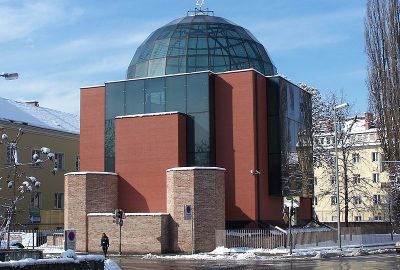 Outside view of the modern synagogue of Graz