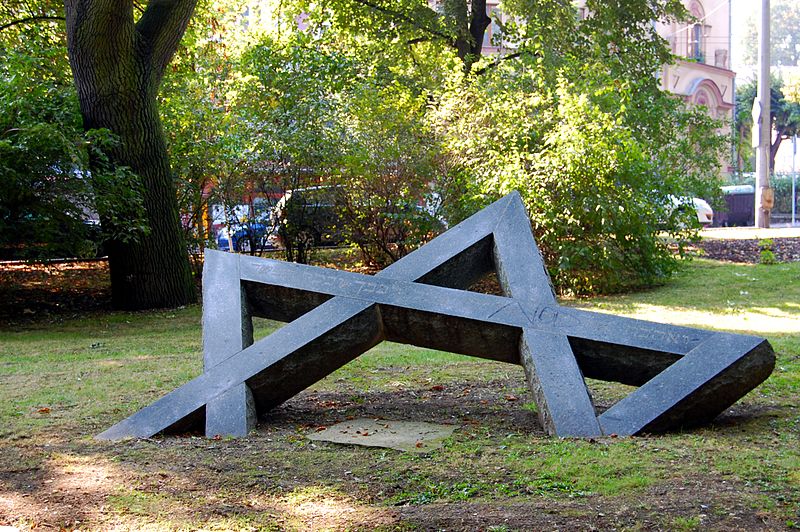 Monument in the shape of a star of david at the cemetery of Usti