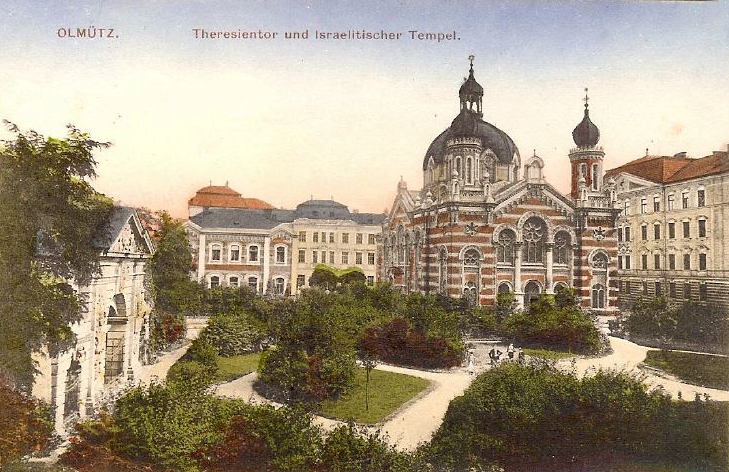 Postcard of the synagogue of Olomouc