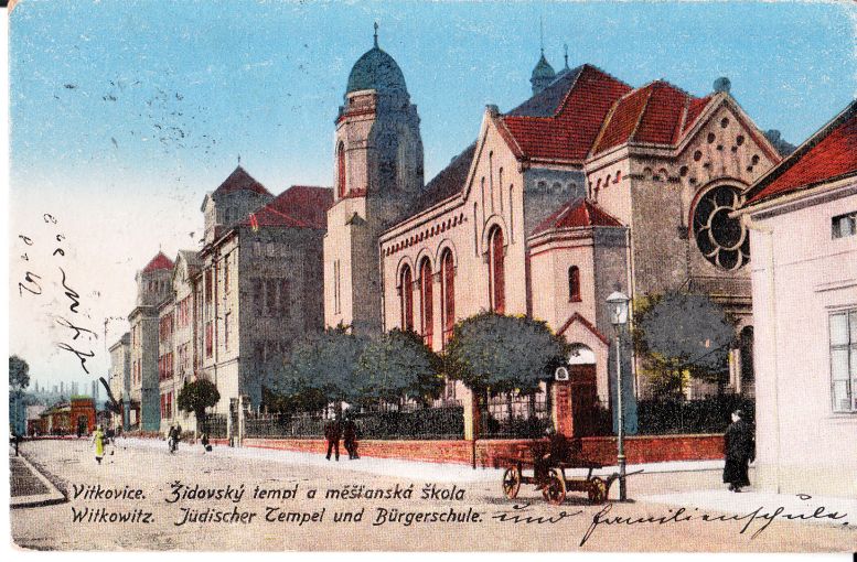 Postcard of the ancient synagogue of Ostrava