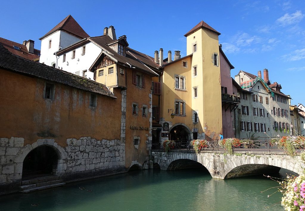 View of the ancient houses of the city of Annecy